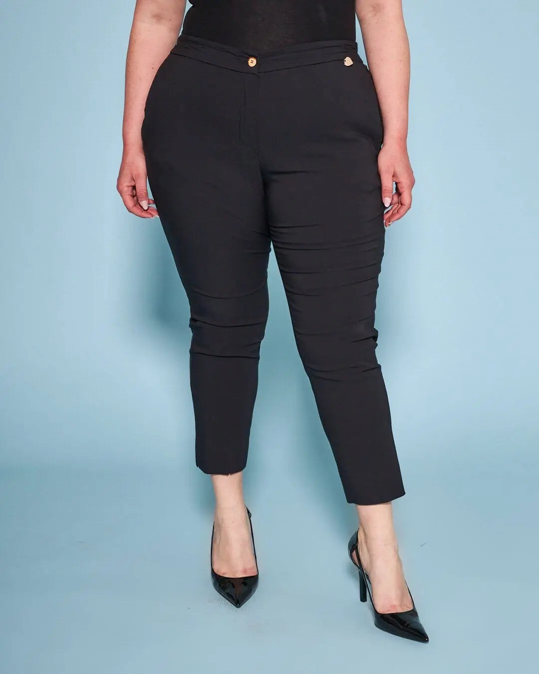 Pantalone a sigaretta in gabardine di misto viscosa elasticizzata NERO DORABELLA PIU'