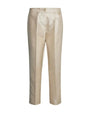 Pantalone a sigaretta in shantung con bottone rivestito CHAMPAGNE DORABELLA COUTURE