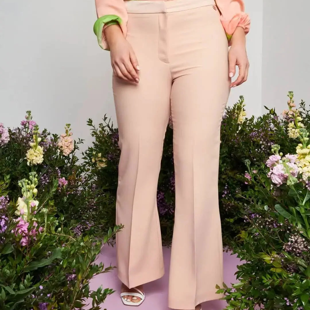 Pantalone a zampa in crêpe tinta unita CIPRIA DORABELLA XXL
