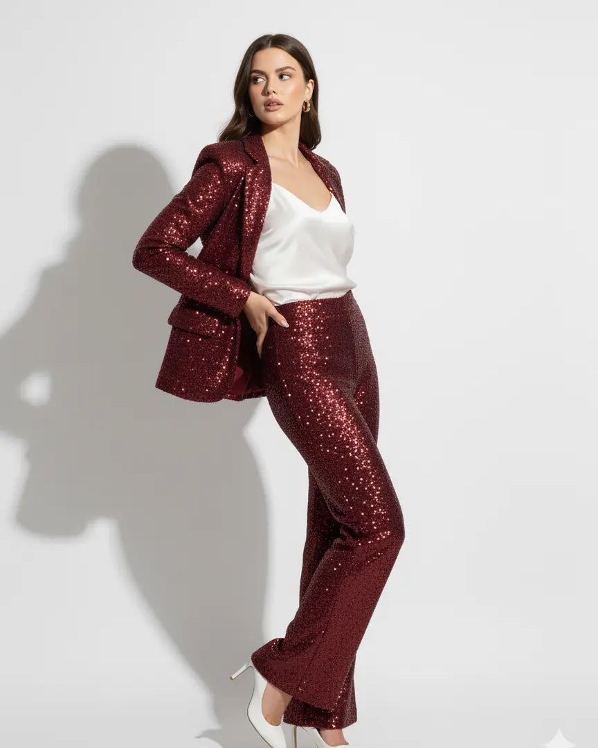 Pantalone a zampa in paillettes IRONICA