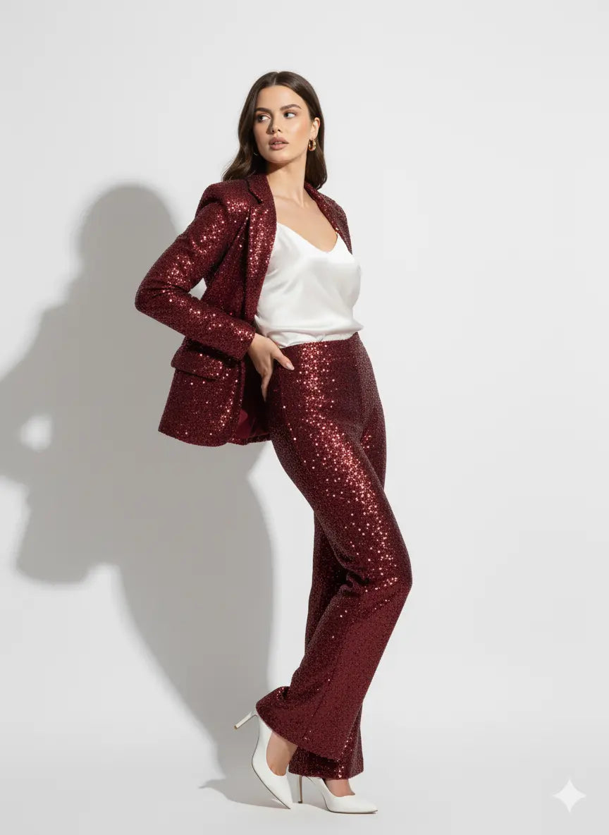 Pantalone a zampa in paillettes IRONICA