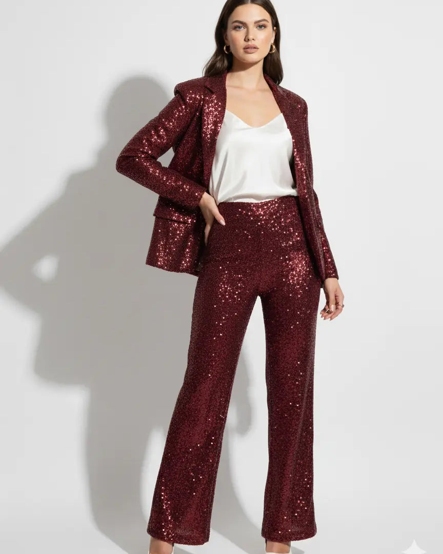 Pantalone a zampa in paillettes IRONICA