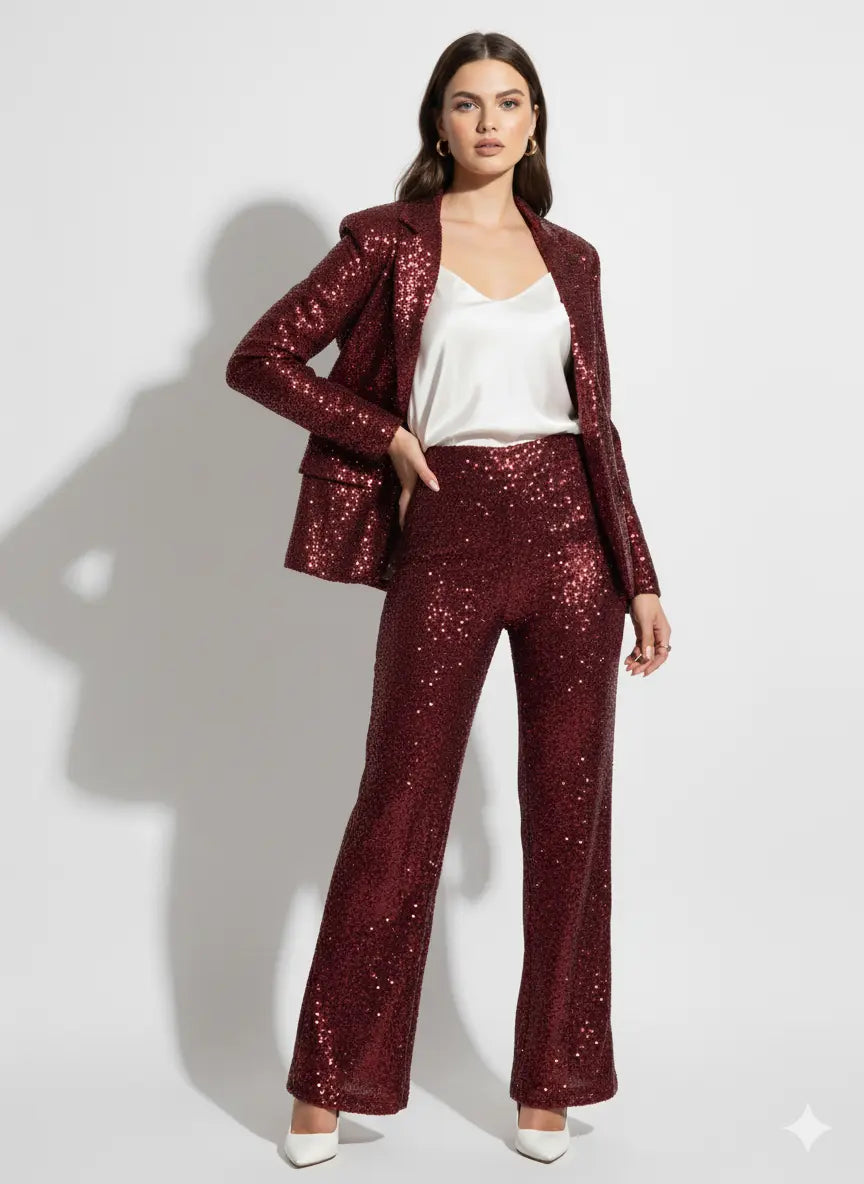 Pantalone a zampa in paillettes IRONICA