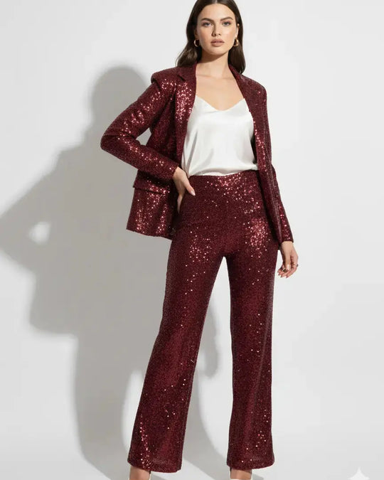 Pantalone a zampa in paillettes IRONICA