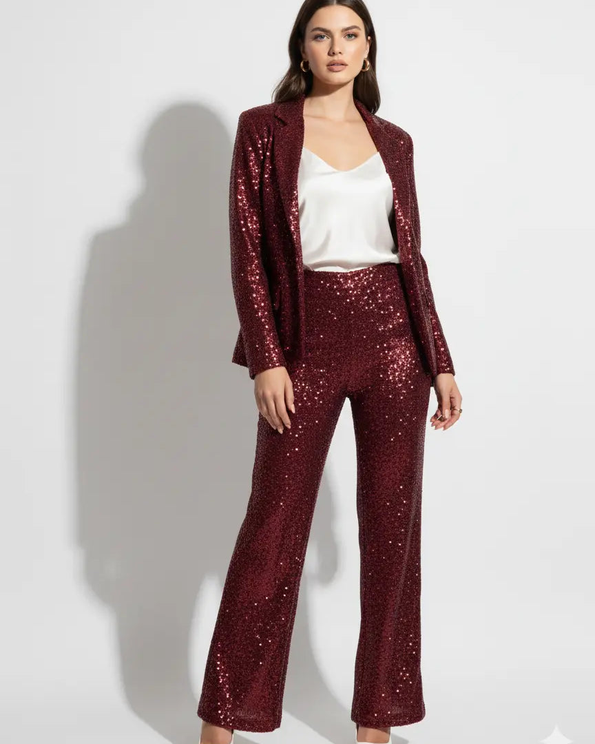 Pantalone a zampa in paillettes IRONICA