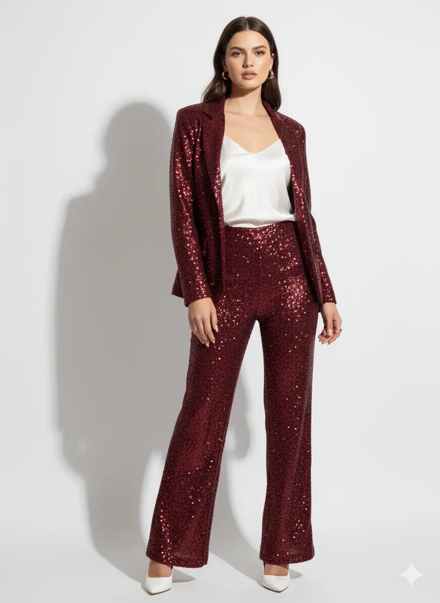 Pantalone a zampa in paillettes IRONICA