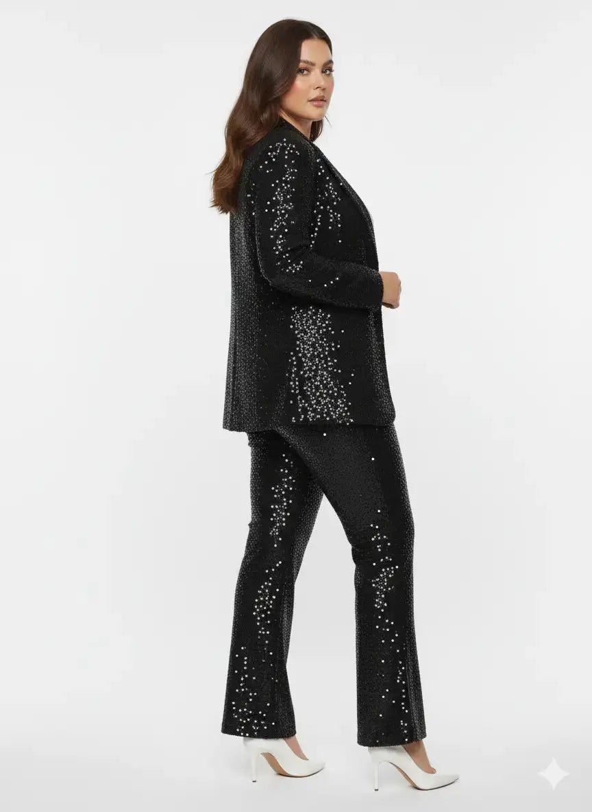 Pantalone a zampa in paillettes IRONICA