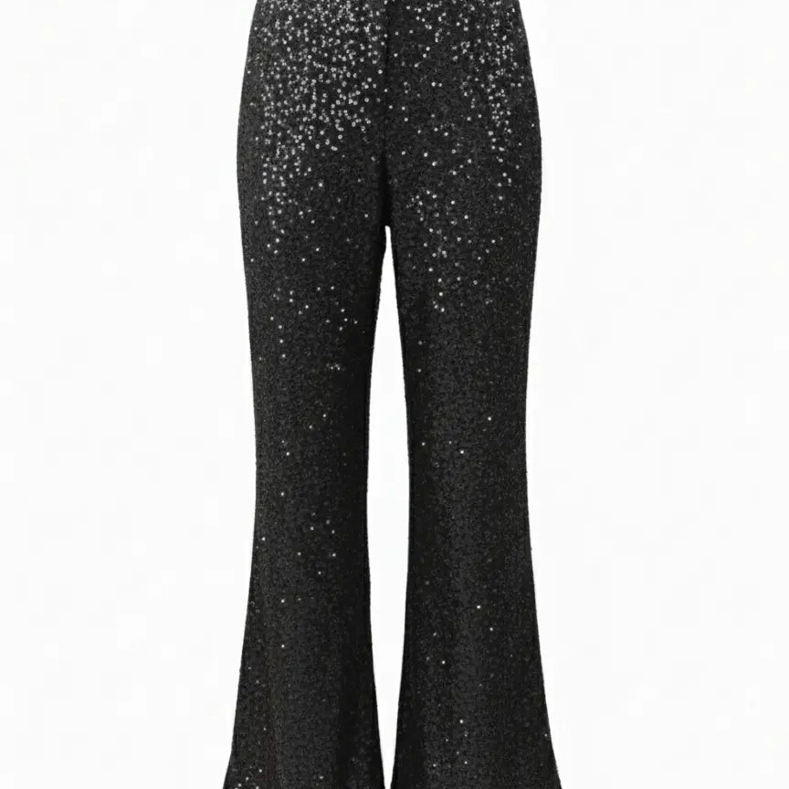 Pantalone a zampa in paillettes IRONICA M/L / Nero
