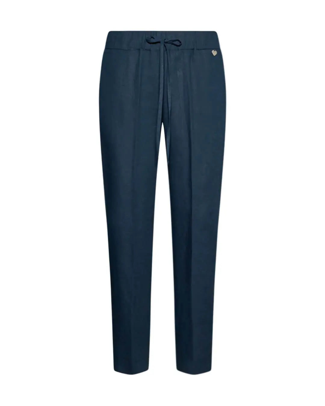 Pantalone affusolato in misto lino e rayon con coulisse in vita. BLU DORABELLA