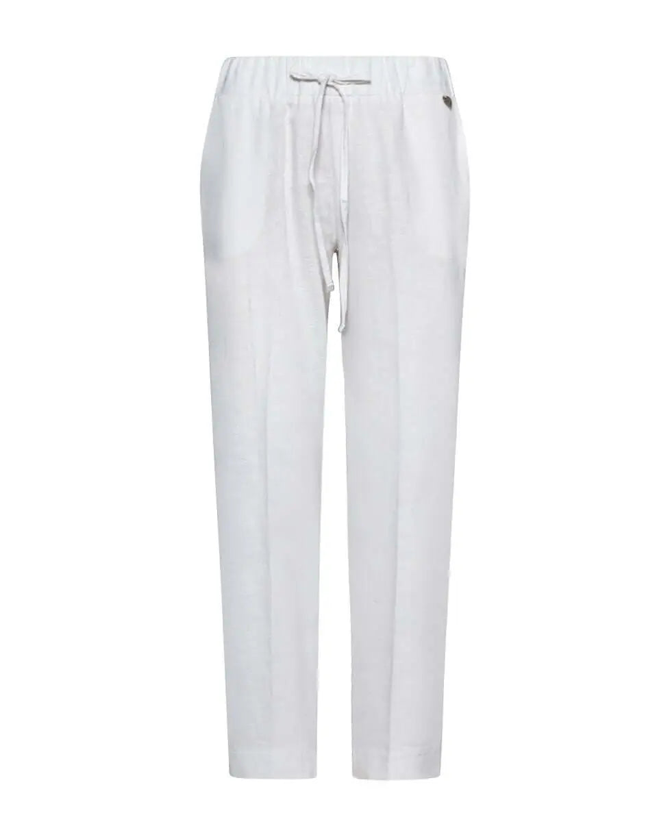 Pantalone affusolato in misto lino e rayon con coulisse in vita. OFF WHITE DORABELLA