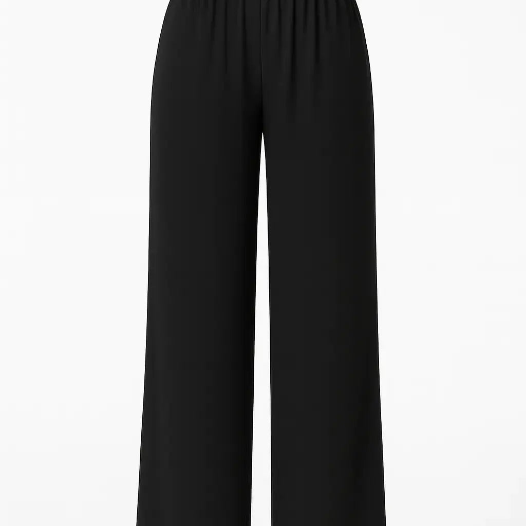 Pantalone ampio con cintura in raffia Unica by Dorabella Nero-Taglia-Unica-Curvy-fino-alla-54