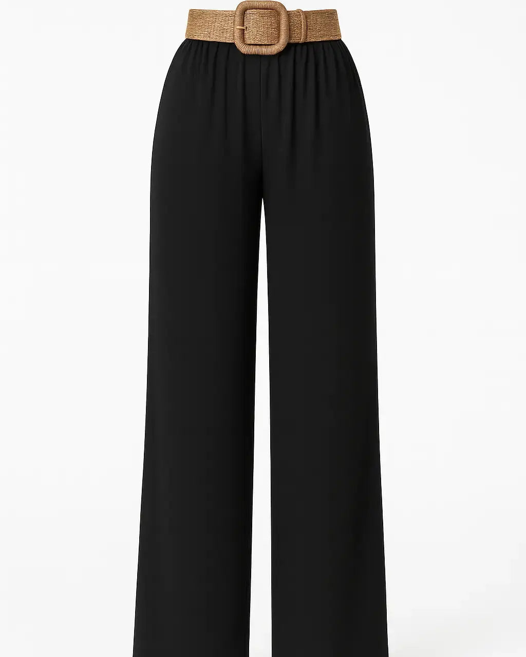 Pantalone ampio con cintura in raffia Unica by Dorabella Nero-Taglia-Unica-Curvy-fino-alla-54