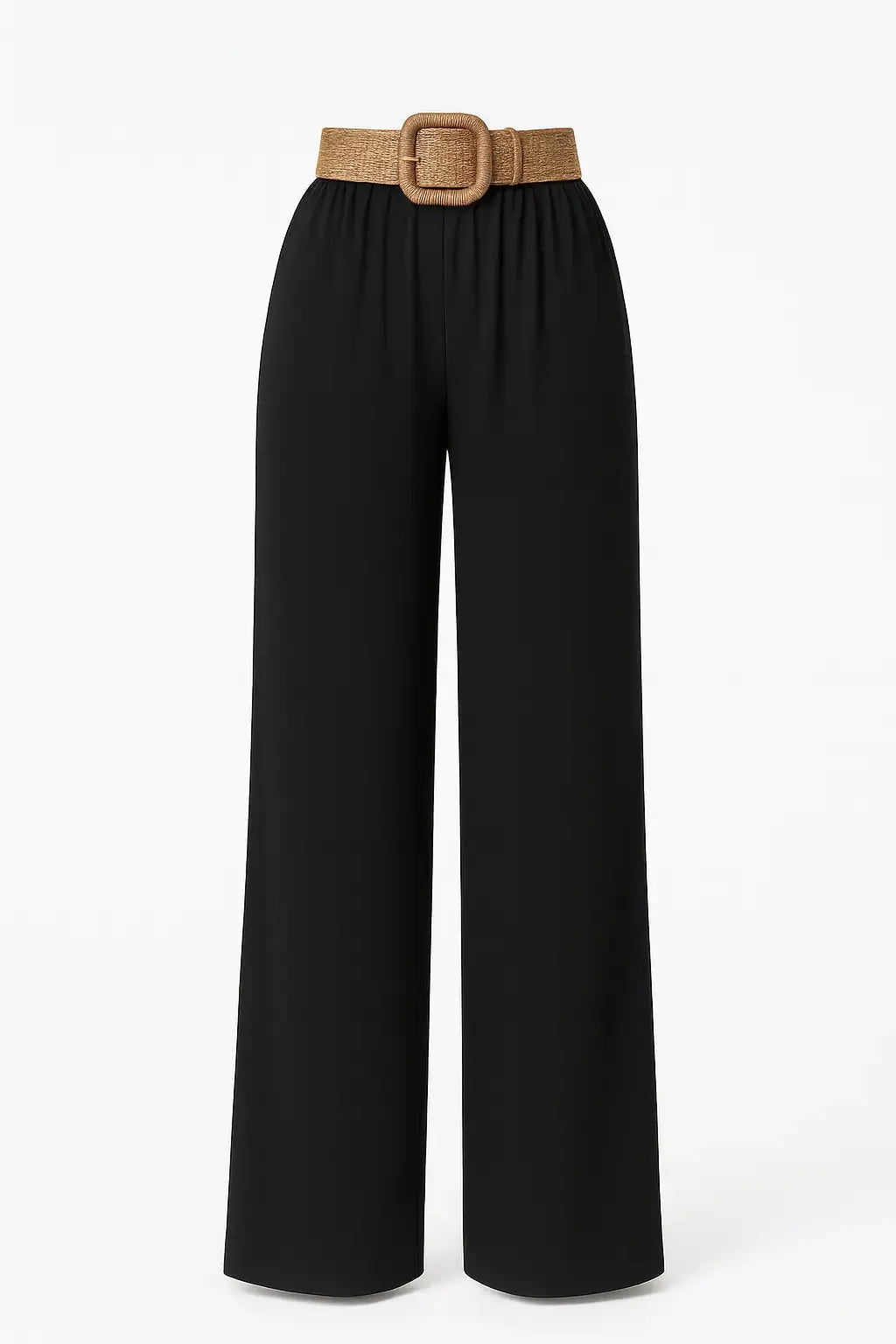 Pantalone ampio con cintura in raffia Unica by Dorabella Nero-Taglia-Unica-Curvy-fino-alla-54