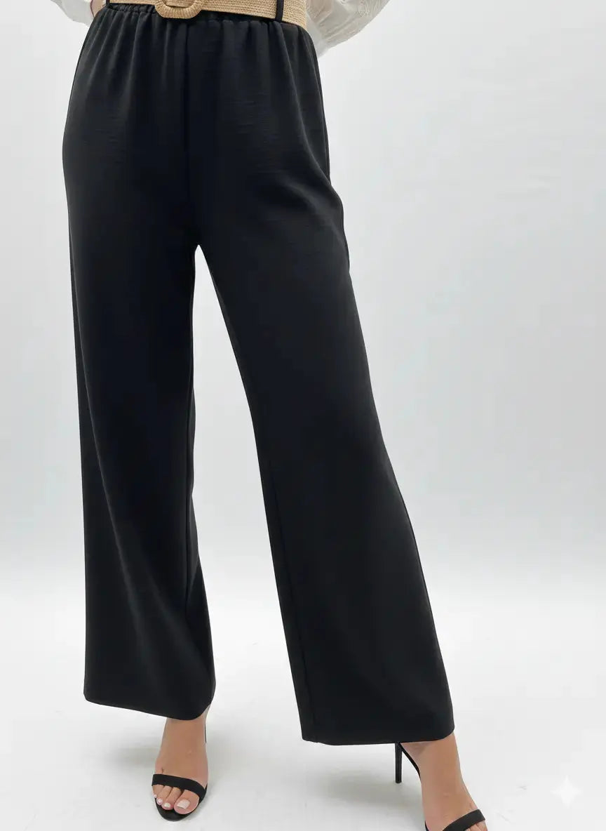 Pantalone ampio con cintura in rafia Unica by Dorabella