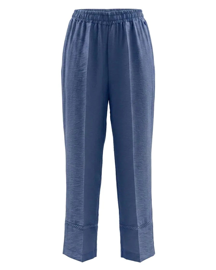 Pantalone ampio con passamaneria a rete sul fondo DORABELLA