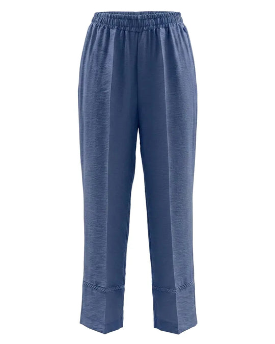 Pantalone ampio con passamaneria a rete sul fondo DORABELLA