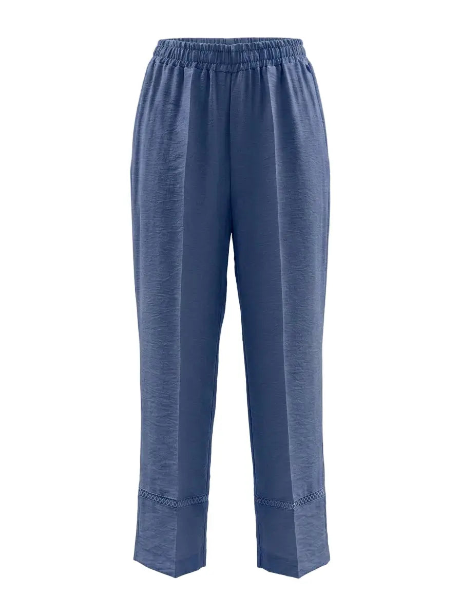 Pantalone ampio con passamaneria a rete sul fondo DORABELLA