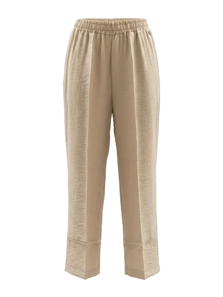 Pantalone ampio con passamaneria a rete sul fondo DORABELLA
