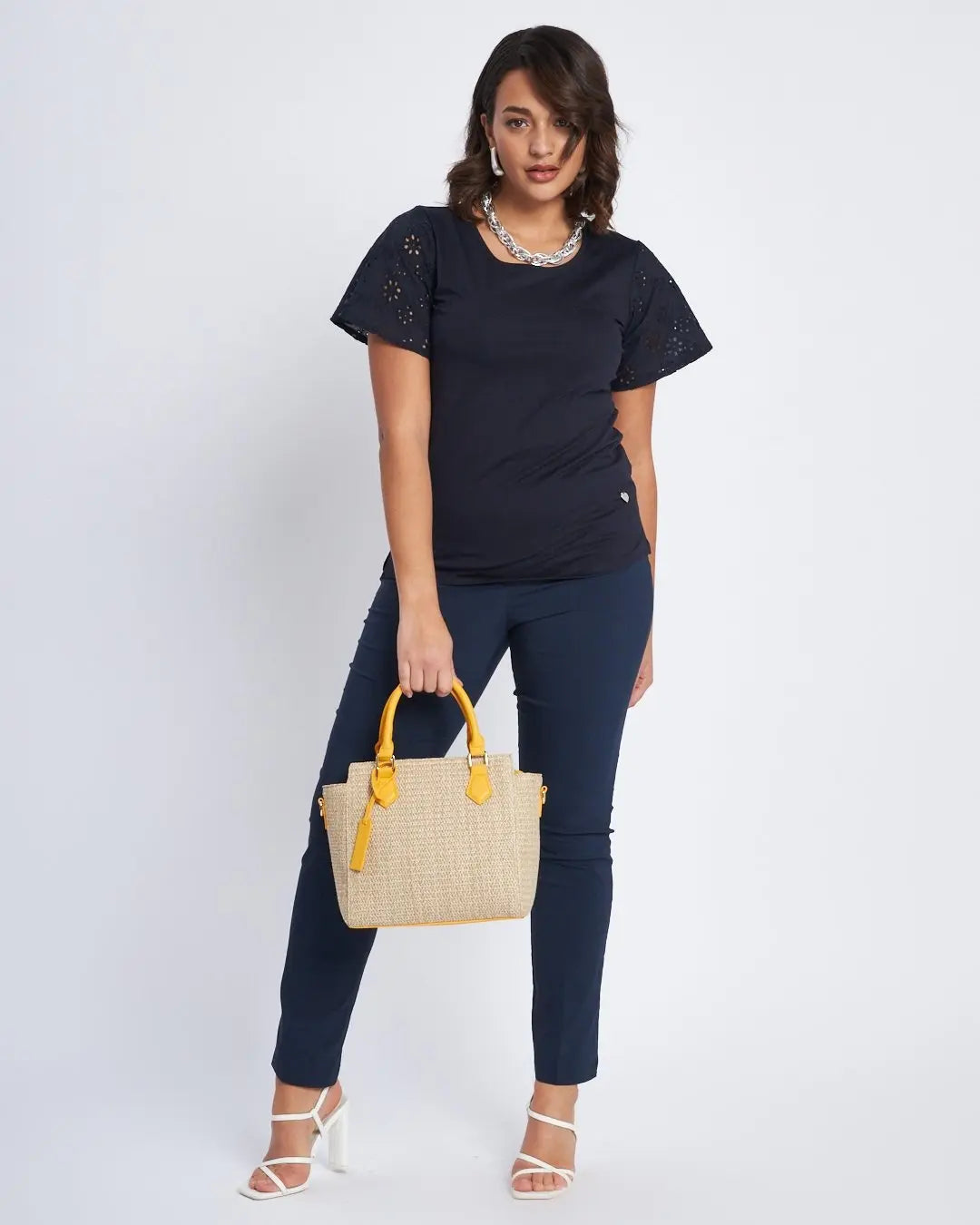 Pantalone basic con frisi posteriori BLU DORABELLA