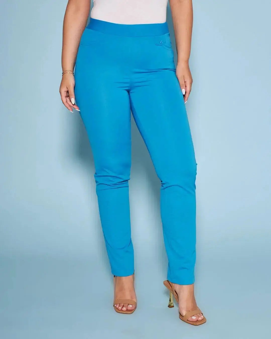 Pantalone basic con frisi posteriori TURCHESE DORABELLA