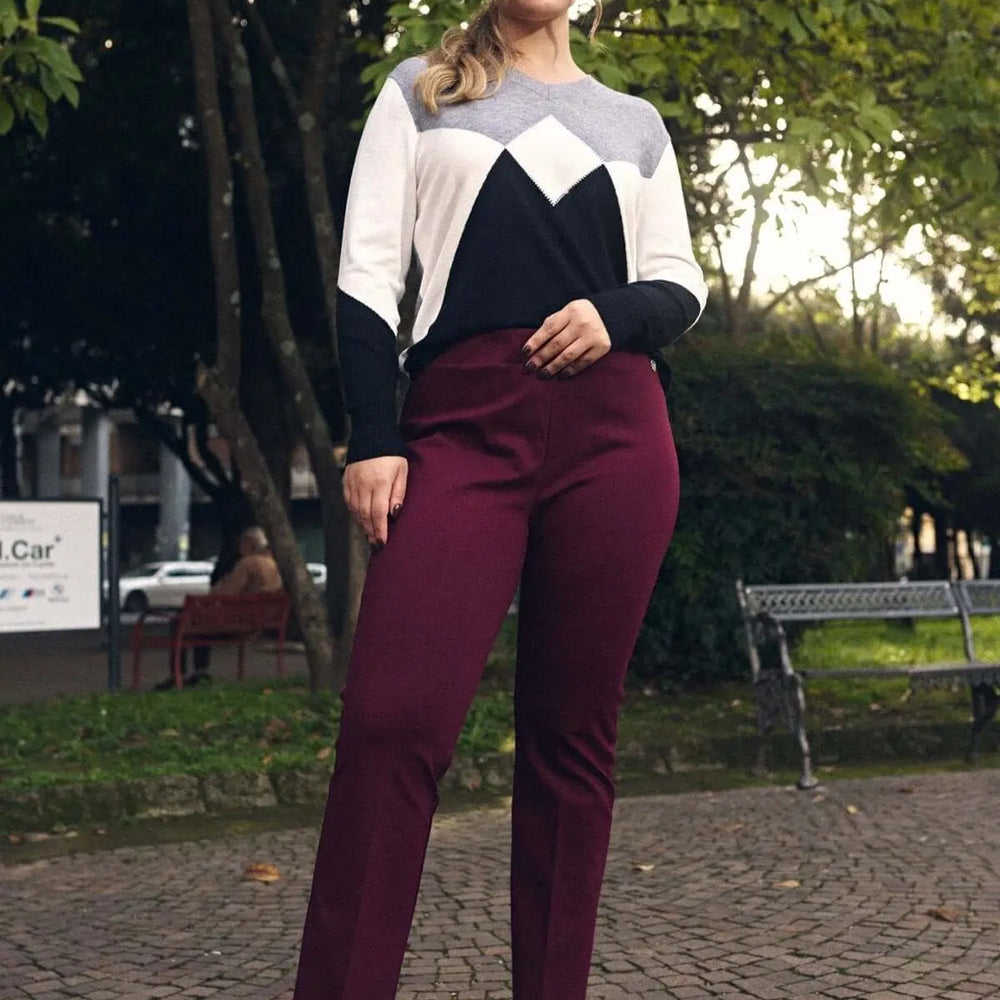 Pantalone basic dal taglio slim e vita elastica VINO DORABELLA PIU' 49