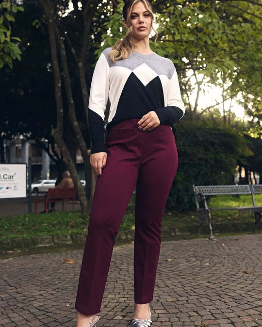 Pantalone basic dal taglio slim e vita elastica VINO DORABELLA PIU' 49
