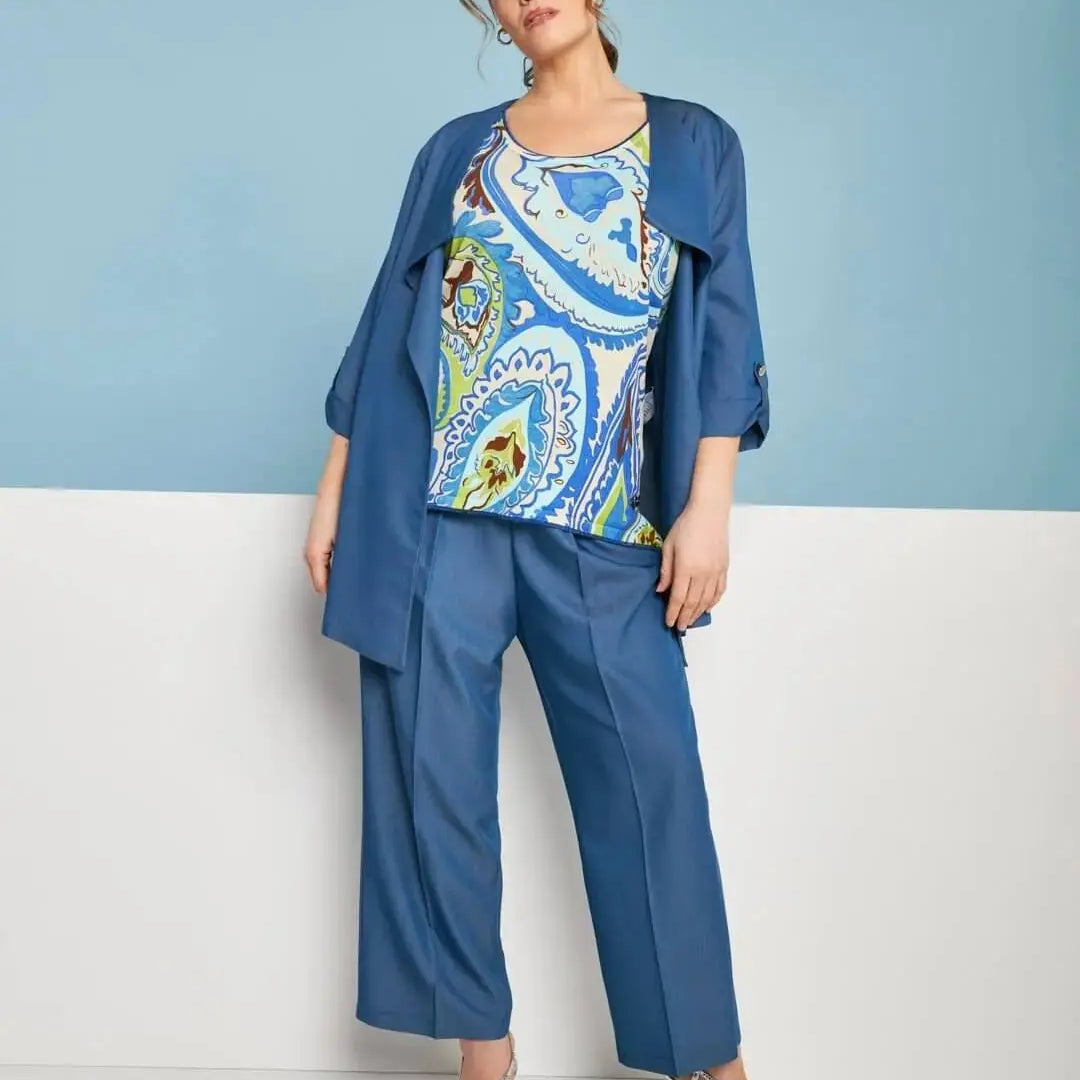 Pantalone capri in chambray di misto viscosa con bustino elastico DENIM DORABELLA PIU' 49