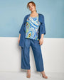 Pantalone capri in chambray di misto viscosa con bustino elastico DENIM DORABELLA PIU' 49