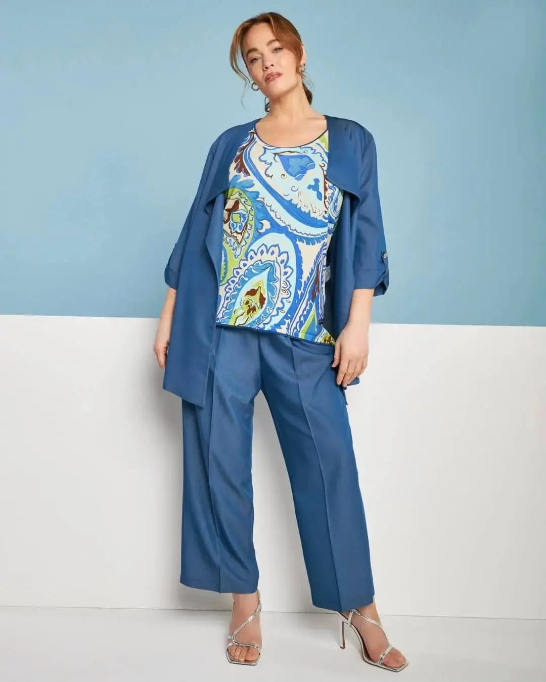 Pantalone capri in chambray di misto viscosa con bustino elastico DENIM DORABELLA PIU' 49