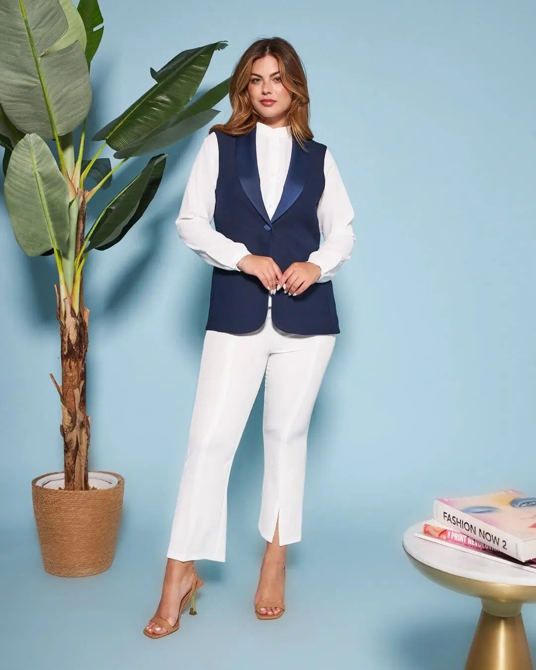 Pantalone capri in jersey crêpe con cintura in vita PANNA DORABELLA