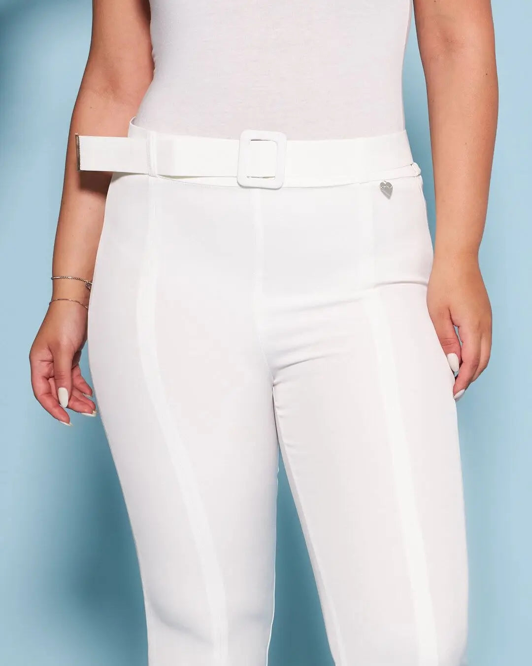 Pantalone capri in jersey crêpe con cintura in vita PANNA DORABELLA