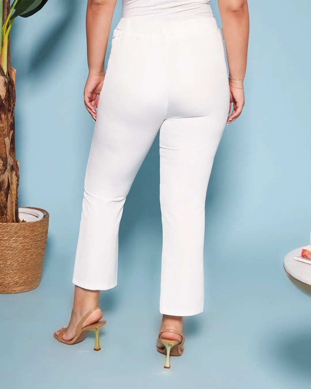 Pantalone capri in jersey crêpe con cintura in vita PANNA DORABELLA