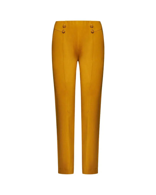 Pantalone capri viscosa elasticizzata con bottoni SENAPE DORABELLA