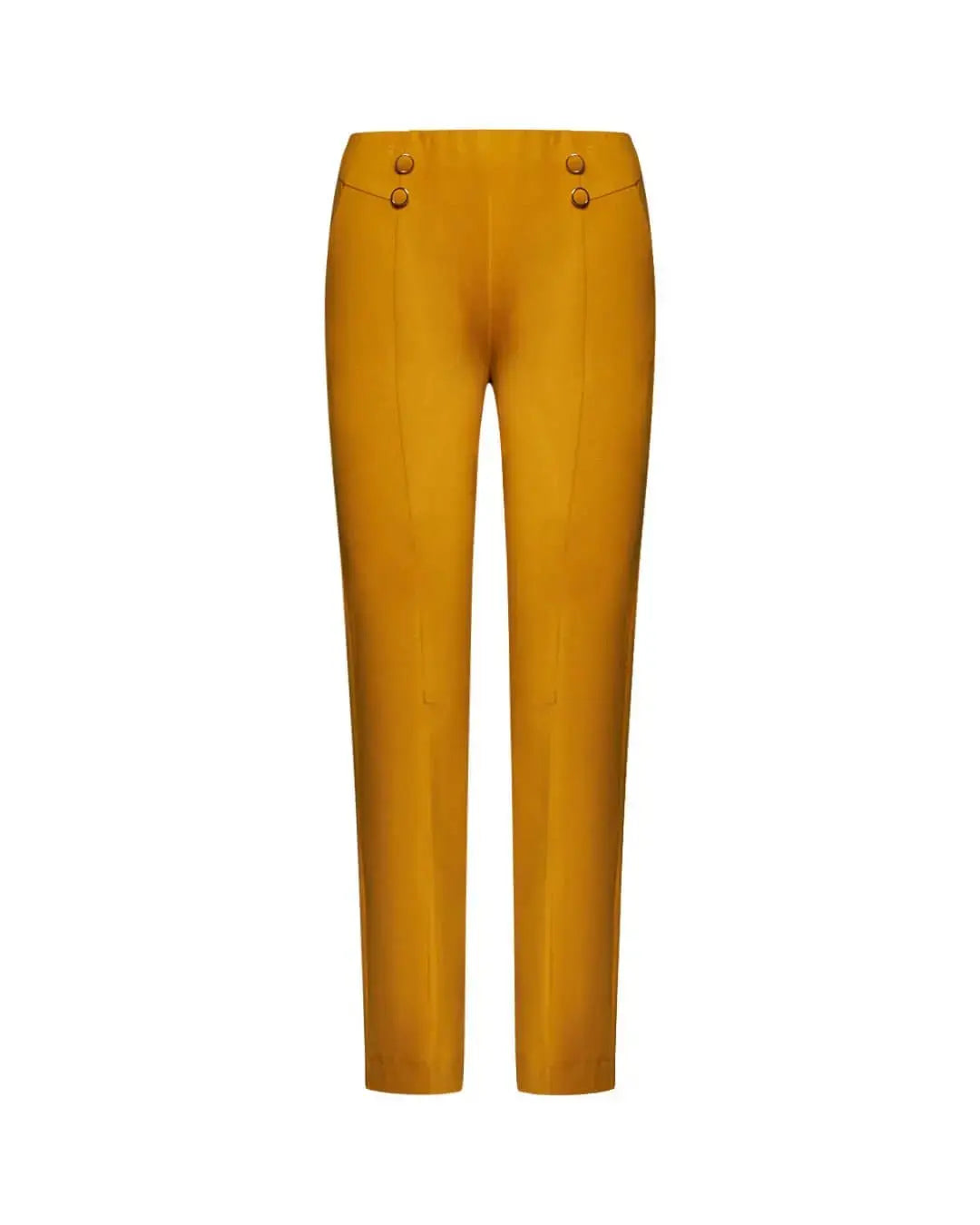 Pantalone capri viscosa elasticizzata con bottoni SENAPE DORABELLA