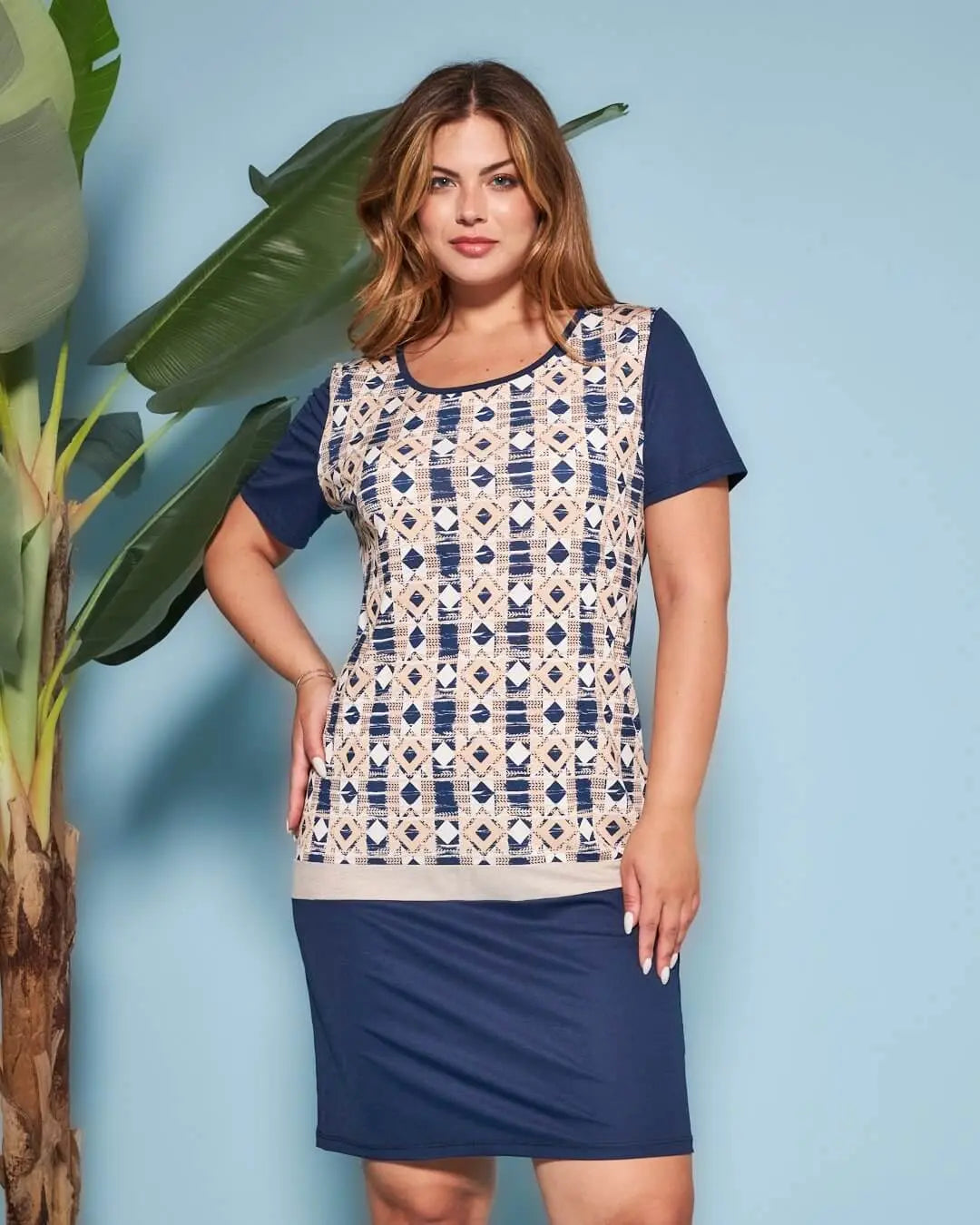 Pantalone capri zampetta in misto viscosa elasticizzata con fantasia a righe jacquard. BLU DORABELLA