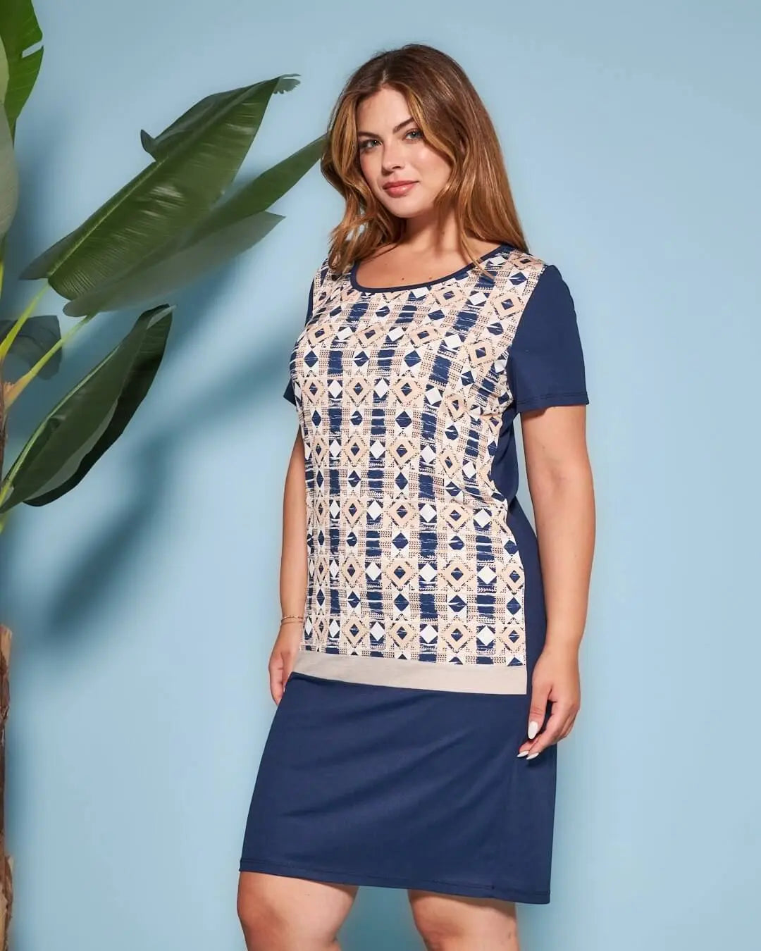 Pantalone capri zampetta in misto viscosa elasticizzata con fantasia a righe jacquard. BLU DORABELLA