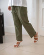 Pantalone cargo a gamba dritta in lyocell tinta unita con coulisse in vita. MILITARE DORABELLA XXL