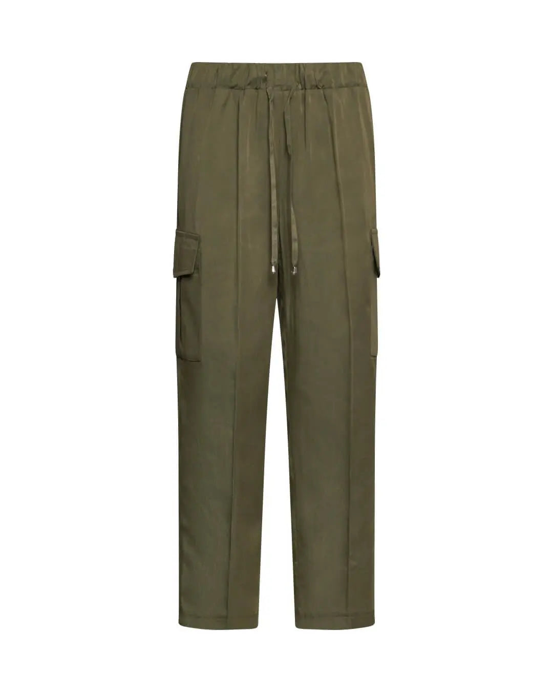 Pantalone cargo a gamba dritta in lyocell tinta unita con coulisse in vita. MILITARE DORABELLA