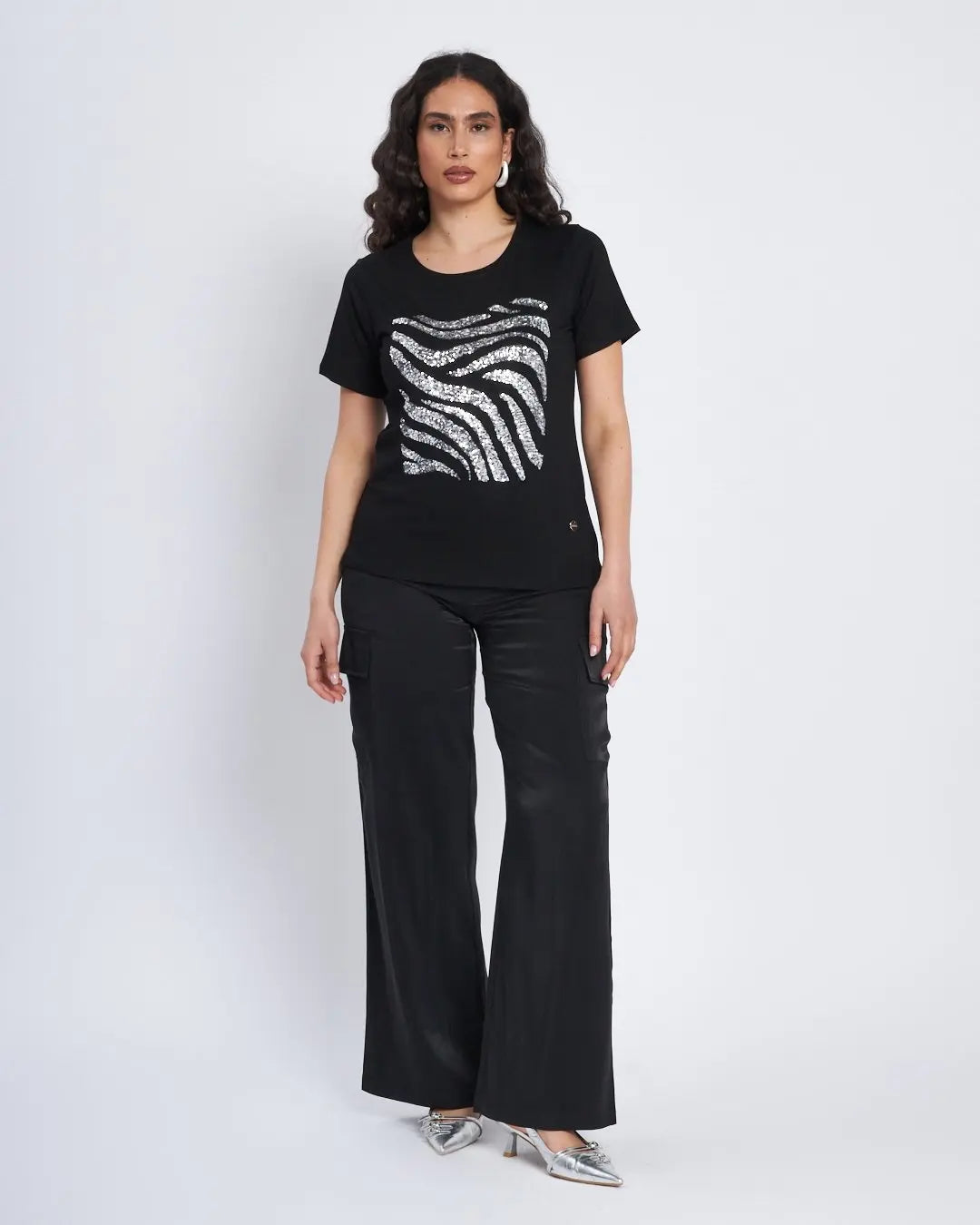 Pantalone cargo con tasconi in tessuto soft touch NERO DORABELLA XXL