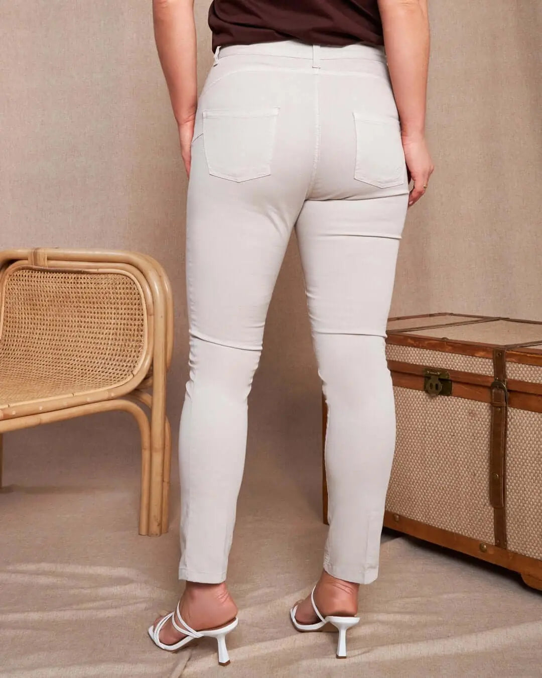 Pantalone cinque tasche a sigaretta in twill di cotone elasticizzato SABBIA DORABELLA