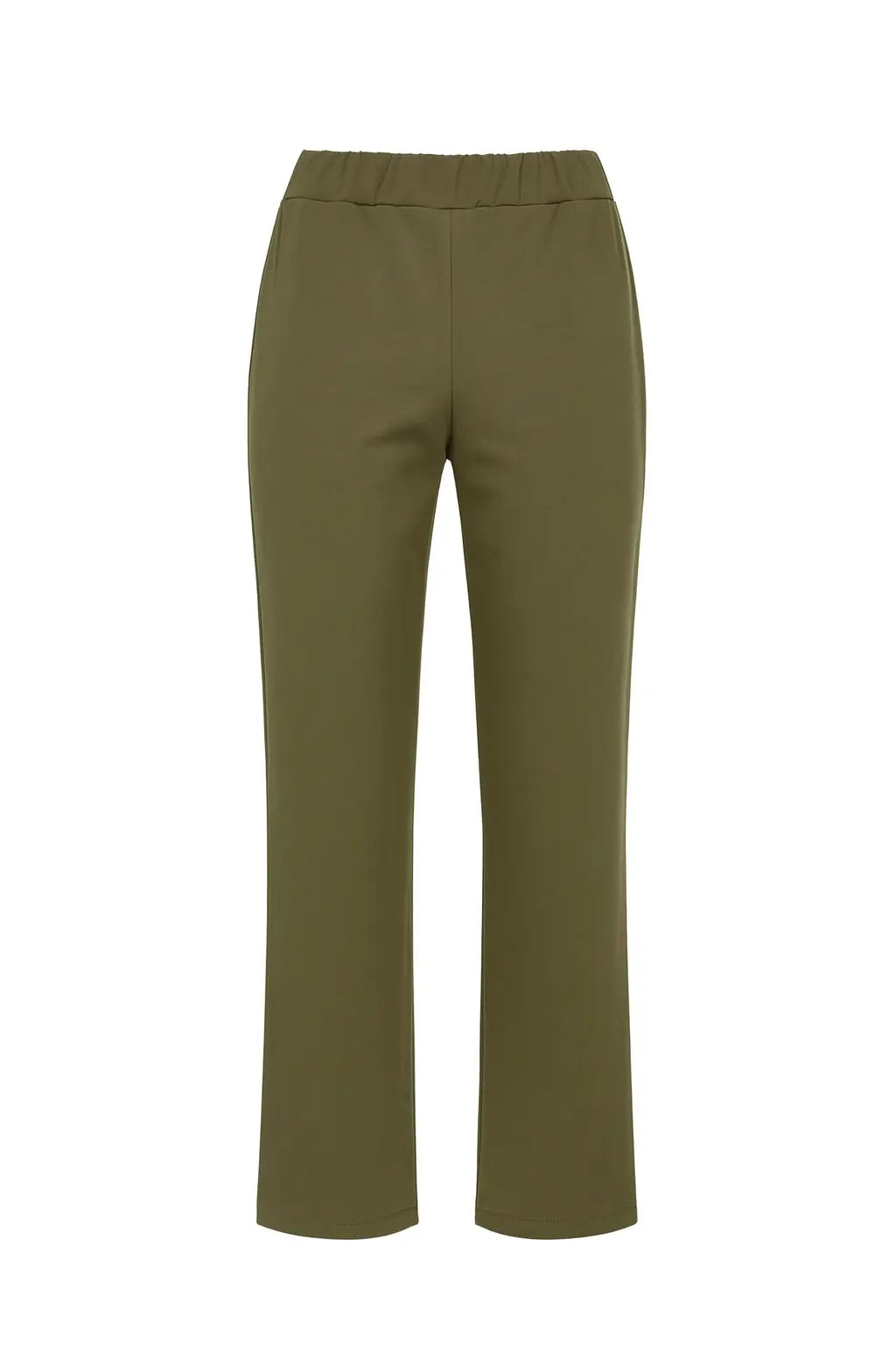 Pantalone comfy  a gamba dritta con vita elastica in punto milano leggero DORABELLA