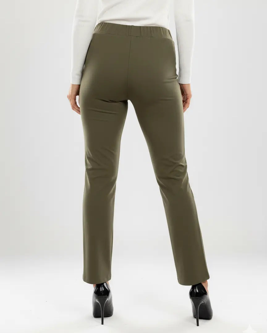 Pantalone comfy  a gamba dritta con vita elastica in punto milano leggero DORABELLA