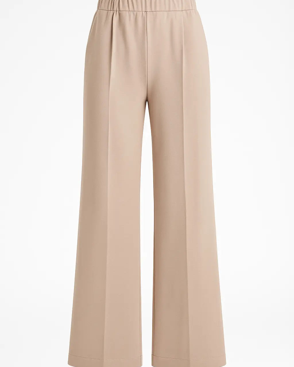 Pantalone comfy a palazzo con vita elastica in punto milano leggero DORABELLA Sabbia-58