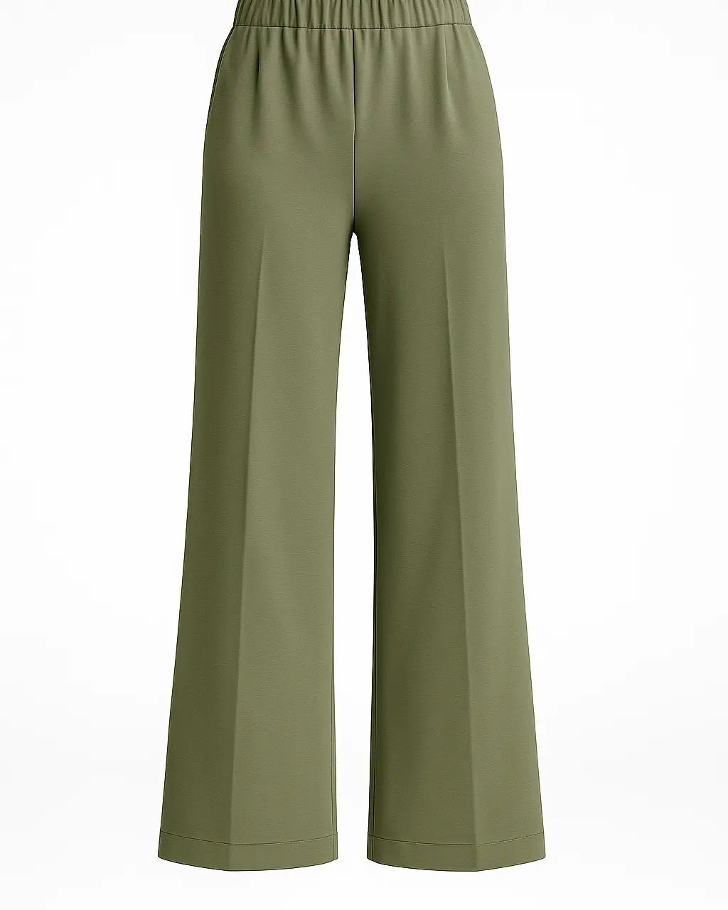 Pantalone comfy a palazzo con vita elastica in punto milano leggero DORABELLA Militare-58