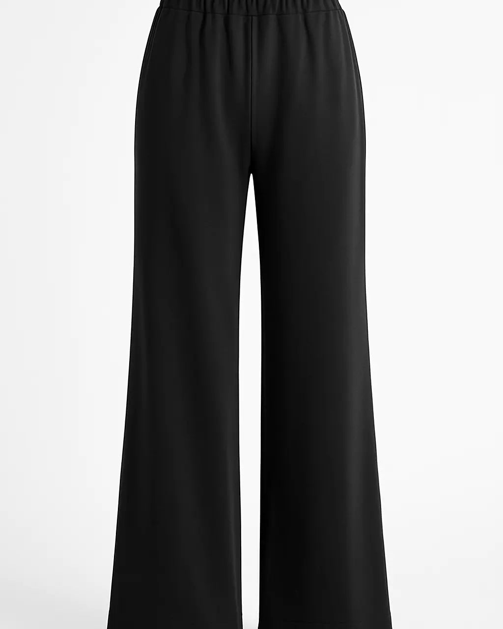 Pantalone comfy a palazzo con vita elastica in punto milano leggero DORABELLA Nero-58