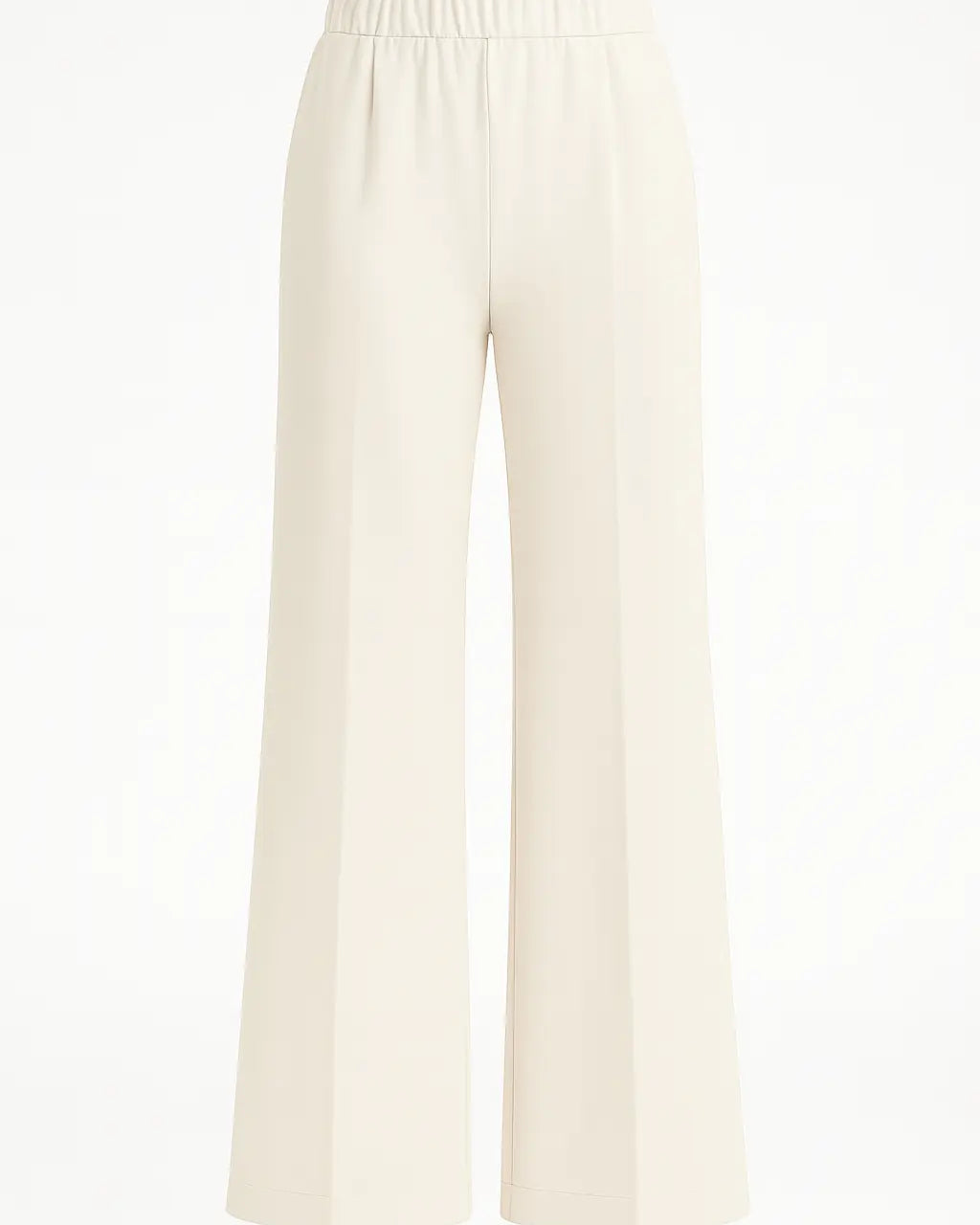 Pantalone comfy a palazzo con vita elastica in punto milano leggero DORABELLA Panna-58