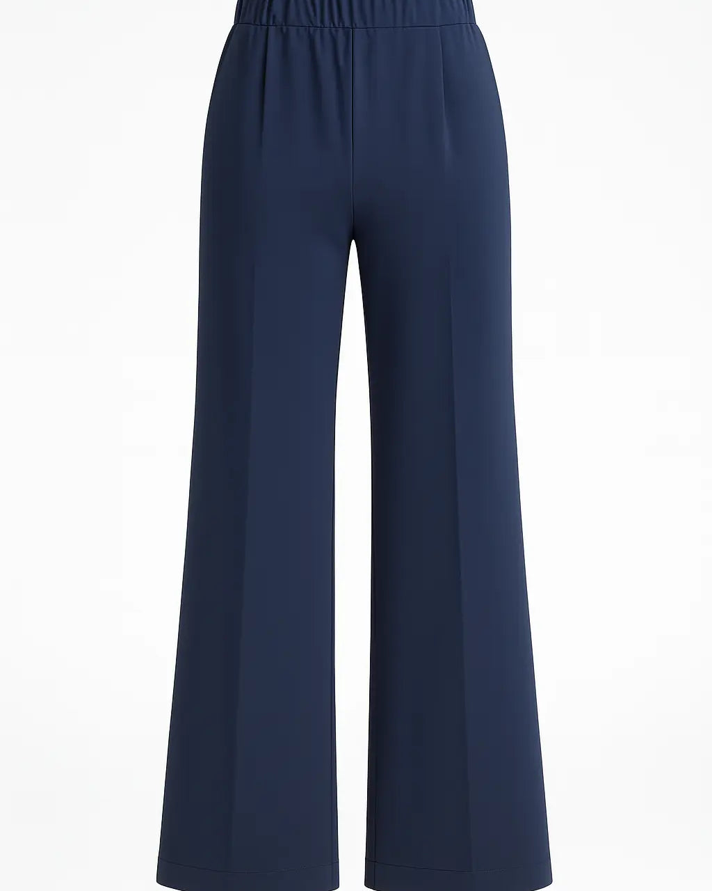 Pantalone comfy a palazzo con vita elastica in punto milano leggero DORABELLA Deep-Blue-Navy-58