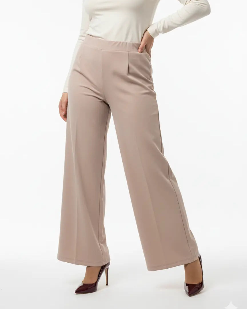 Pantalone comfy a palazzo con vita elastica in punto milano leggero DORABELLA