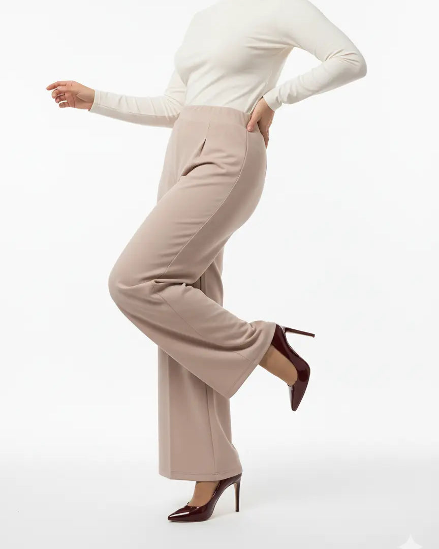 Pantalone comfy a palazzo con vita elastica in punto milano leggero DORABELLA