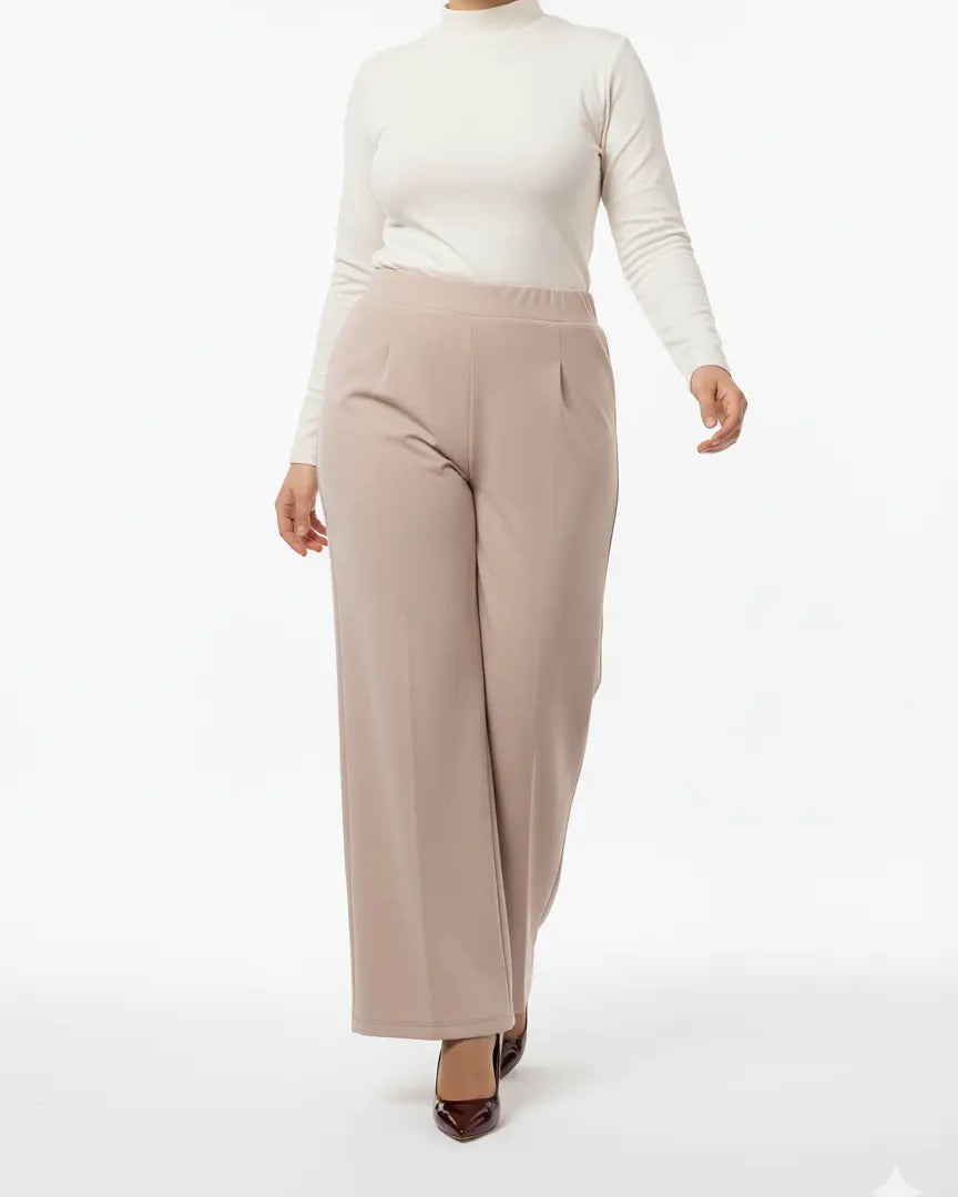 Pantalone comfy a palazzo con vita elastica in punto milano leggero DORABELLA